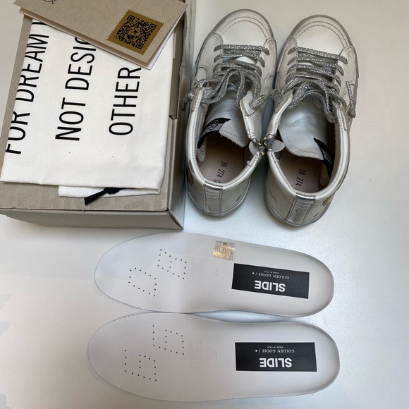 Golden Goose Slide White/Gold/Silver sz 39 NIB - Picture 6 of 11